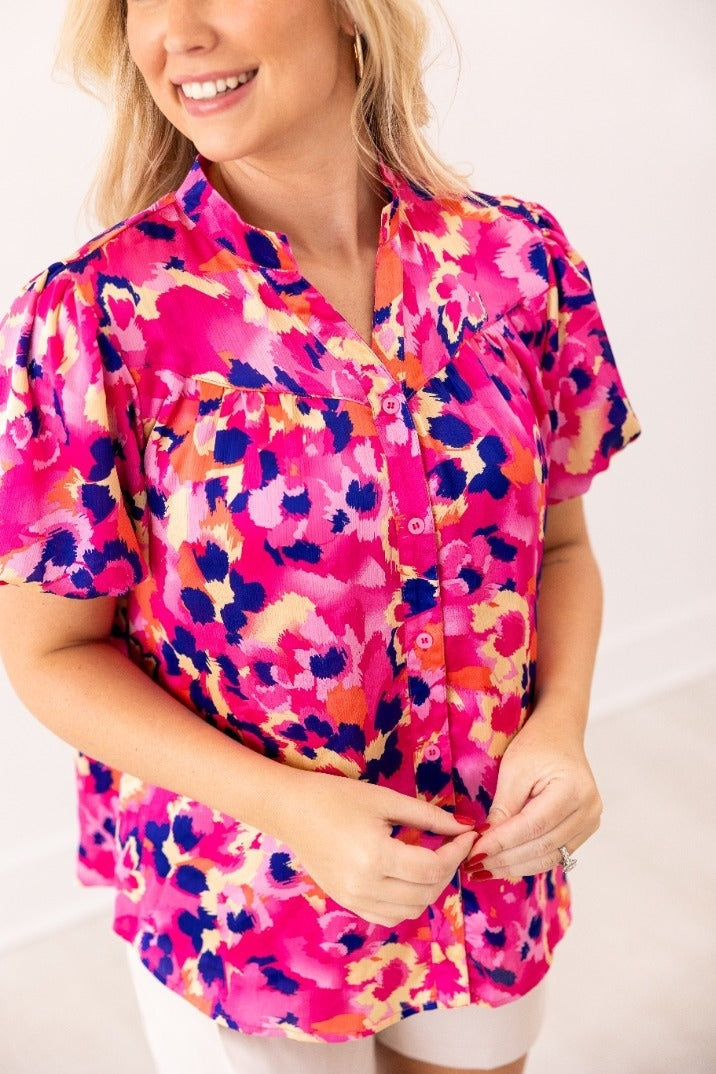 Pink & Purple Leopard Button-Up Blouse — alternate view 2