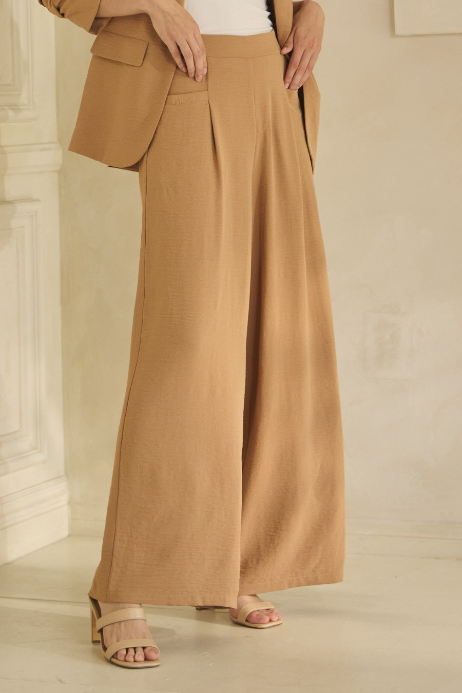 High Waisted Pleated Wide Leg Pant
