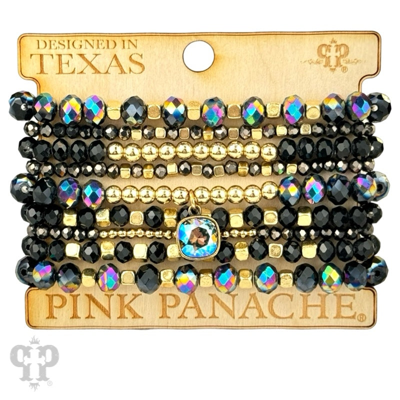 Faceted and Smooth Bead Stacked Bracelet
