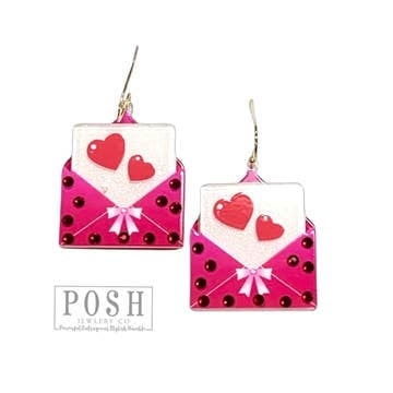 Pink Envelope Earring, Valentines Day