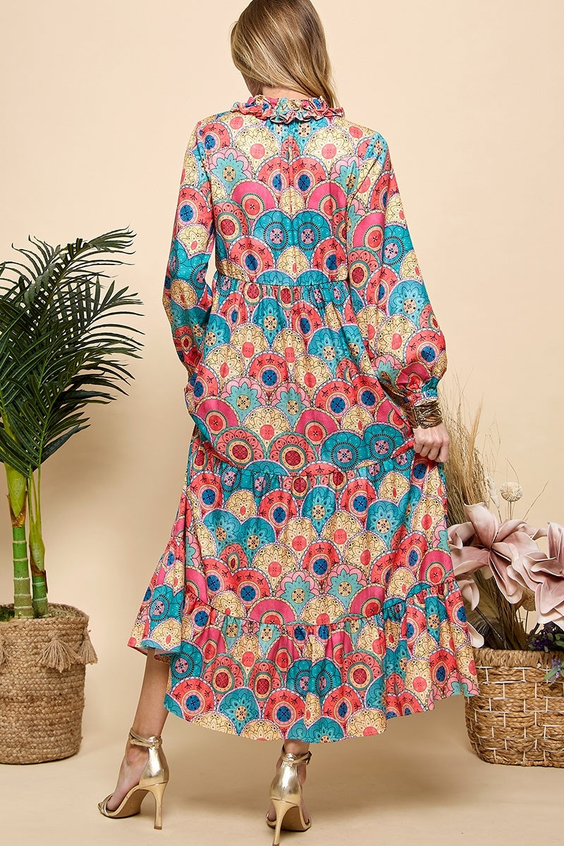 Print Long Sleeve Maxi Dress — alternate view 2
