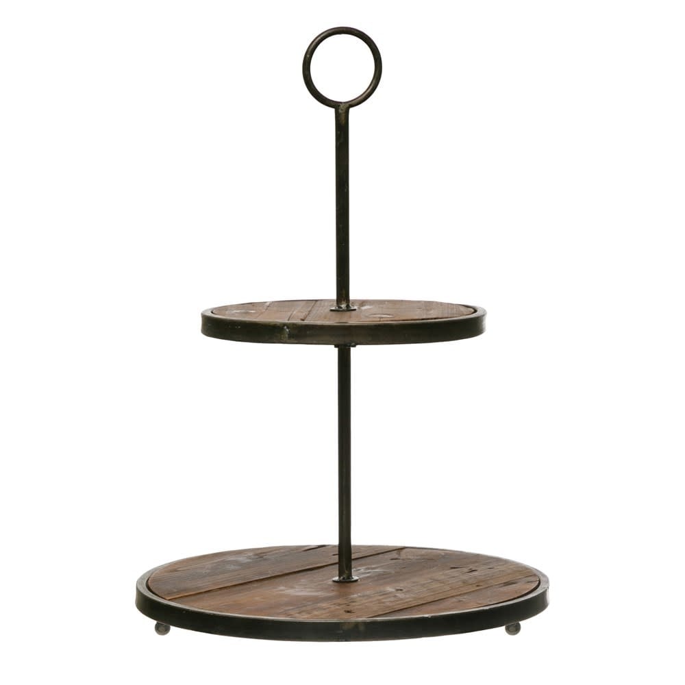 Decorative Wood & Metal 2-Tier Tray — alternate view 6