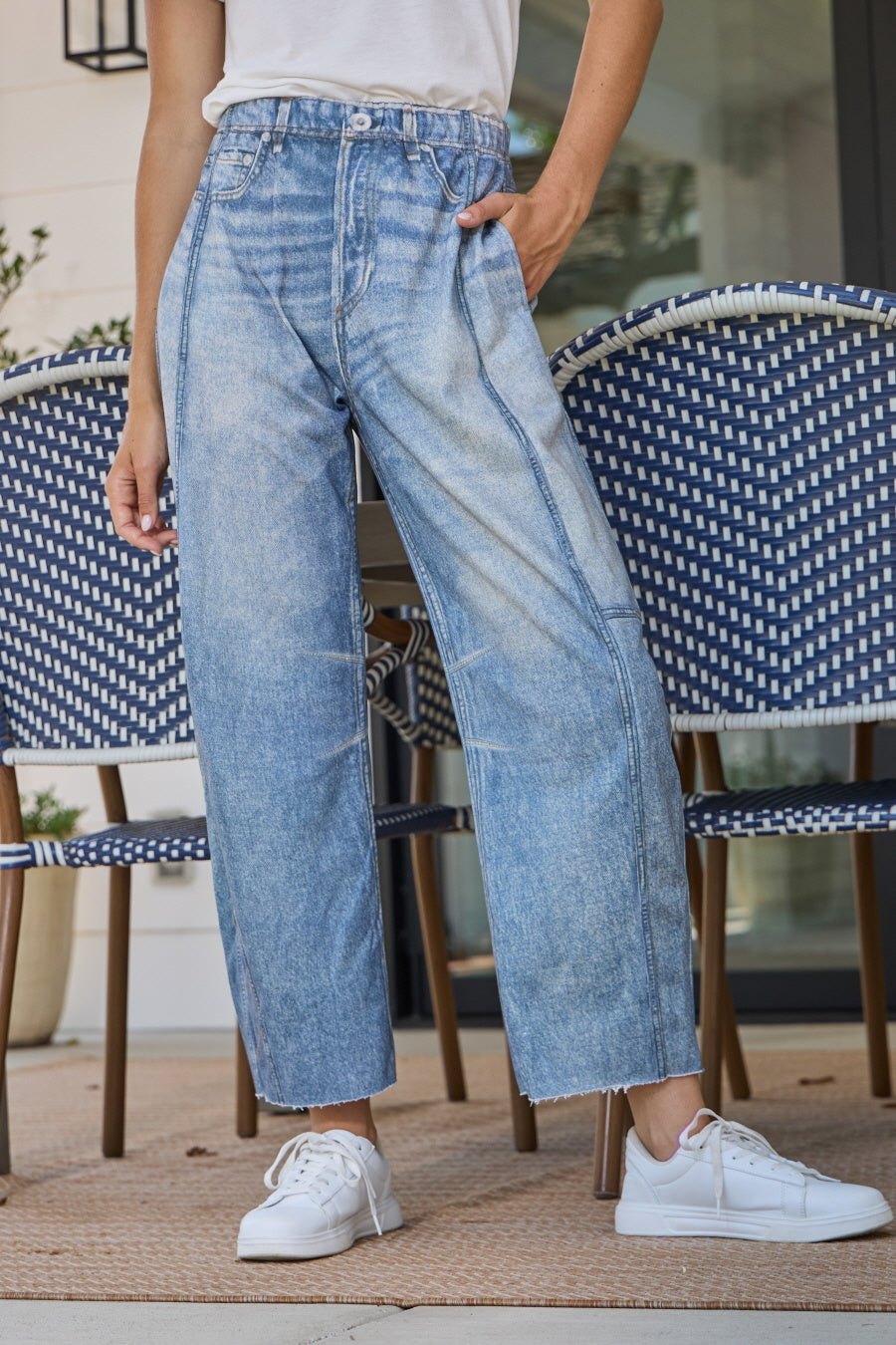 Illusion Faux Denim Barrel Pants — alternate view 2