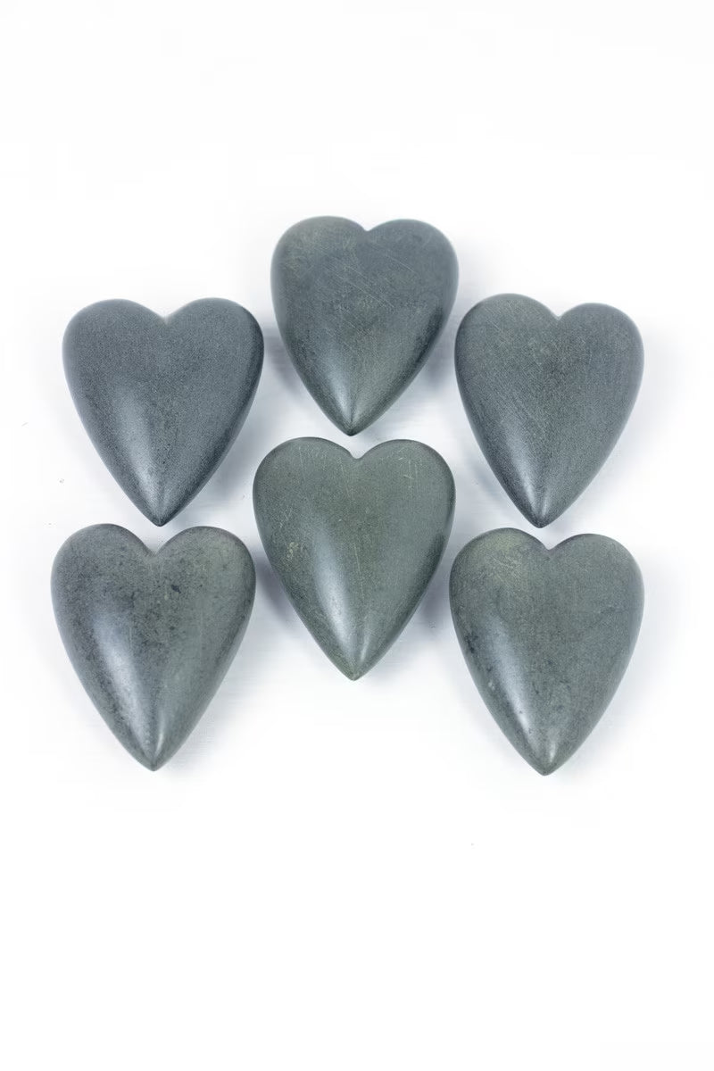 Dark Grey Hand-Carved Stone Hearts — alternate view 3