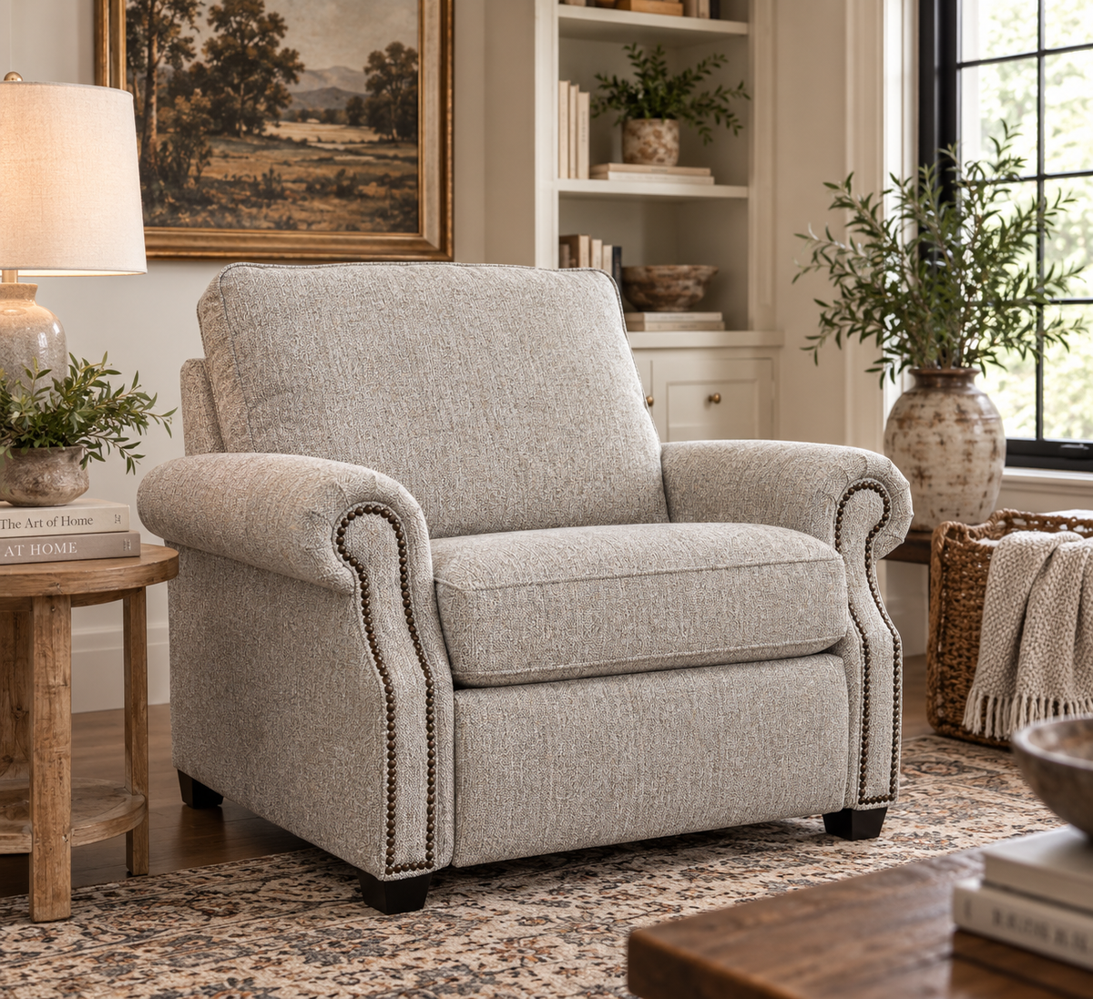 M013F48 Power Recliner:  Donegal Tweed Opal