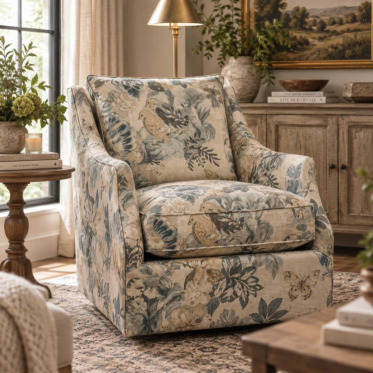1445F42 Swivel Chair:  Grandstand Garland Azul