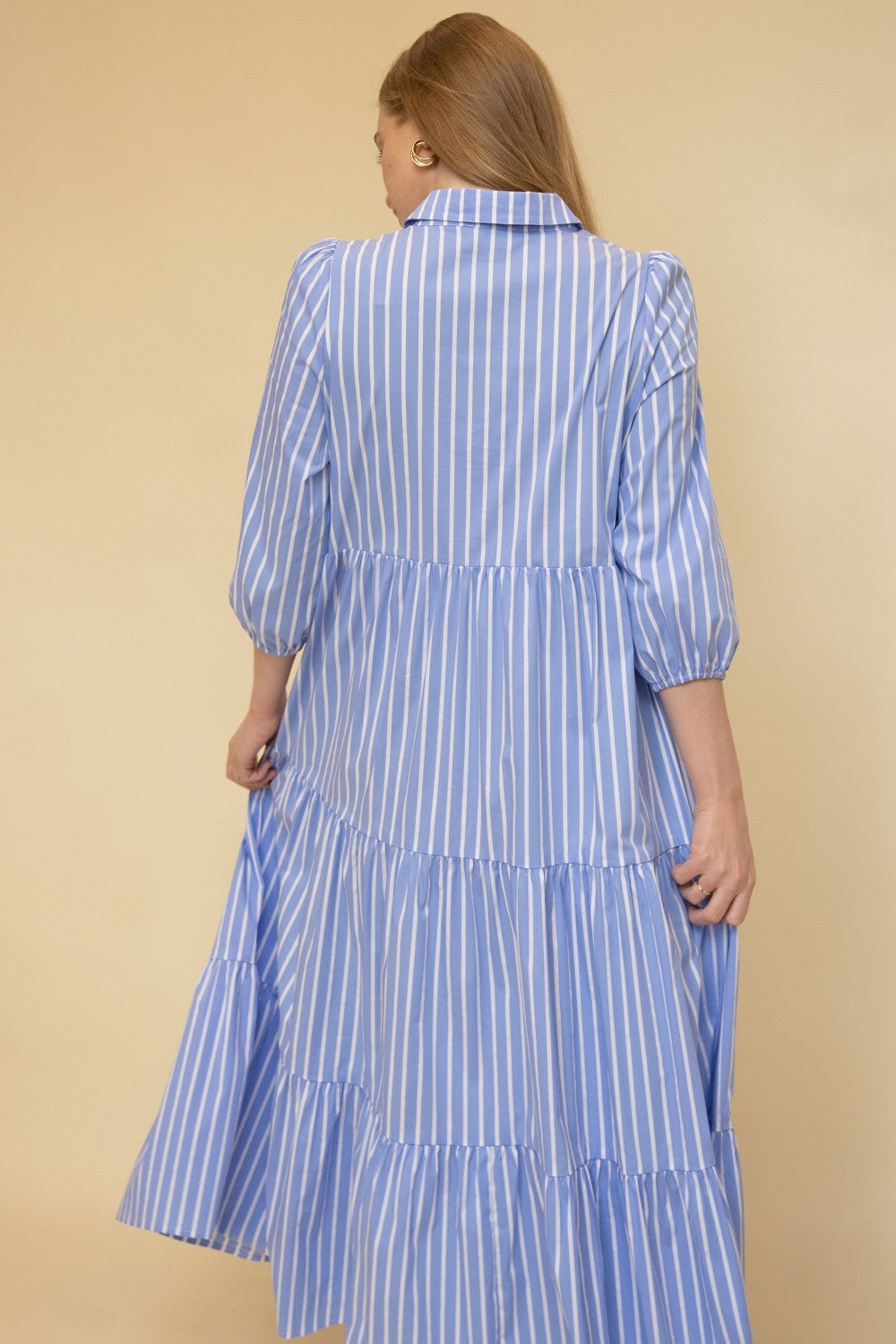 Striped Poplin Collared Maxi Dress — alternate view 5