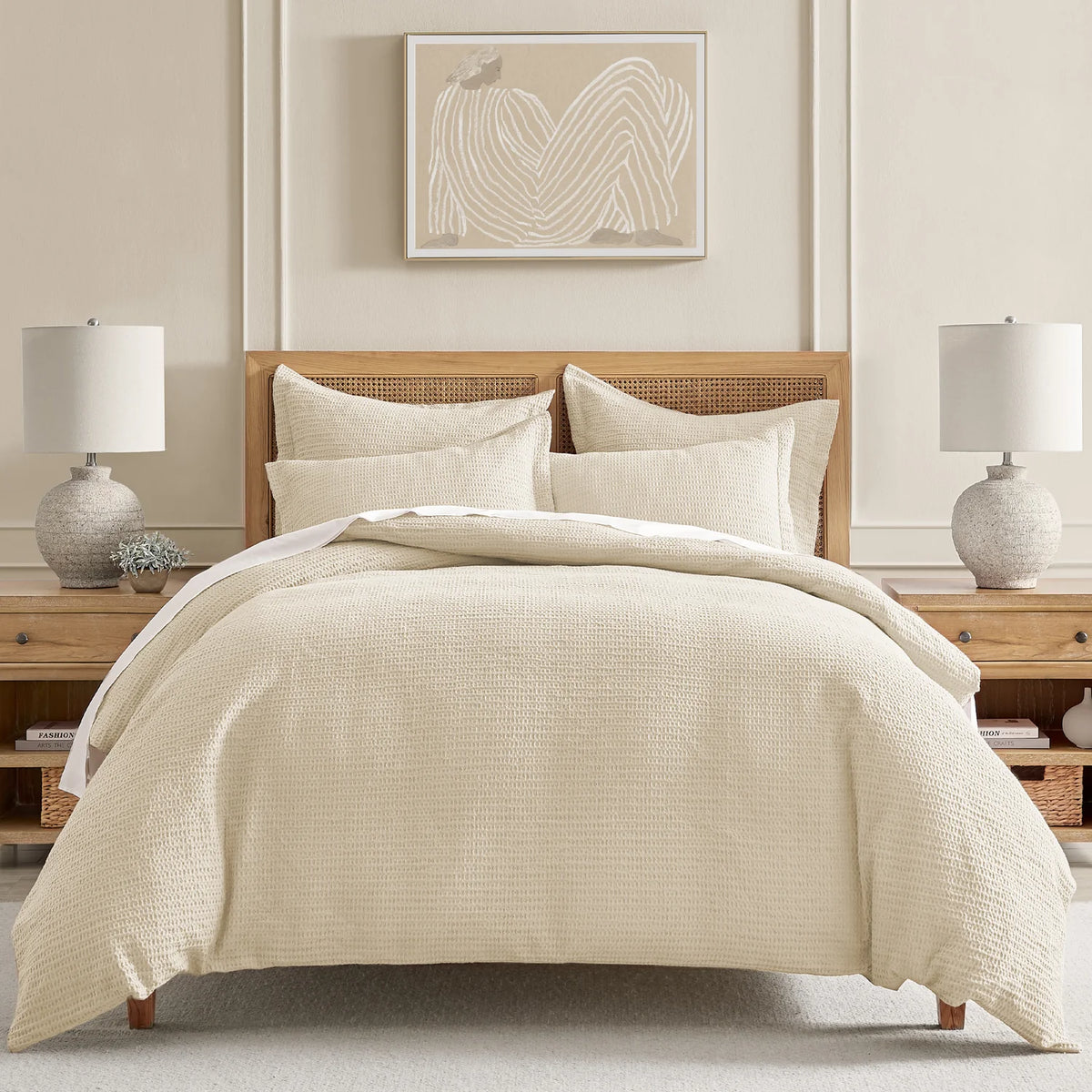 Cloud Cream Waffle Duvet Set Full/Queen