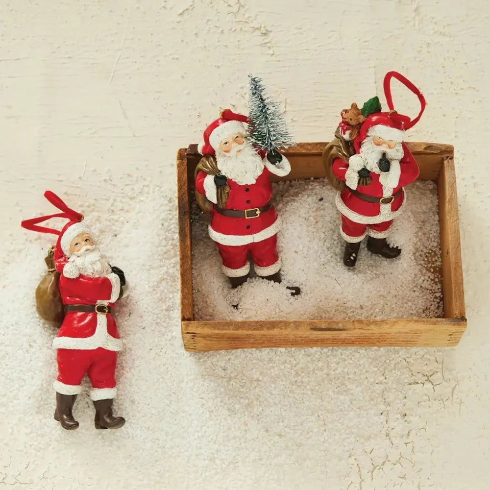 Resin Santa Ornament with Gifts/Tree/Sack