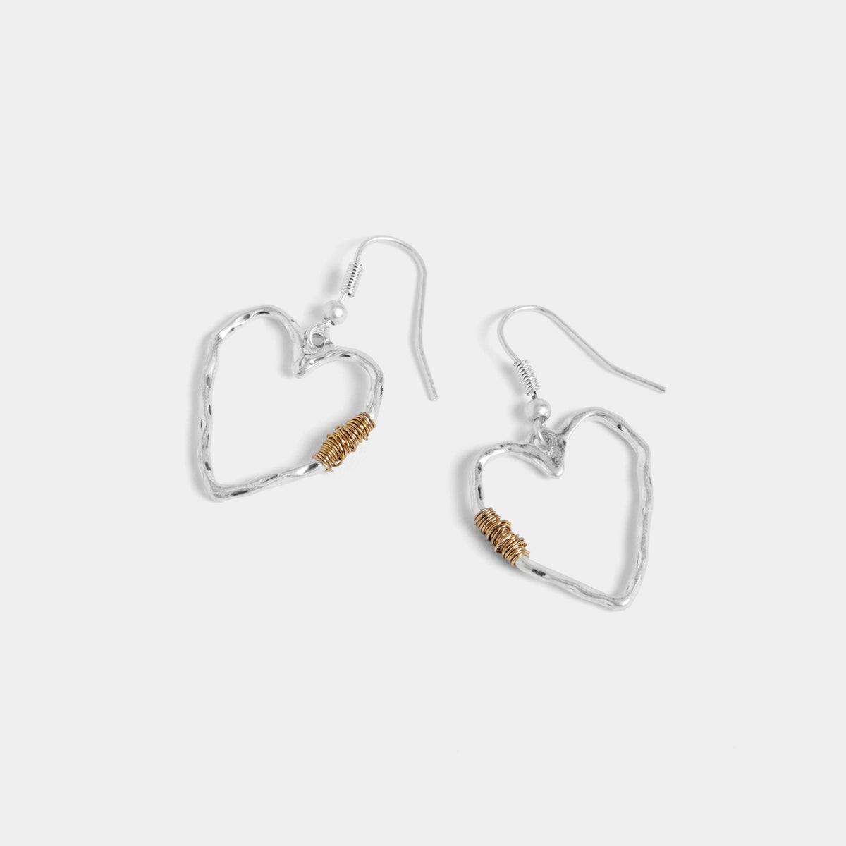 Open Heart Wire Wrap Earrings