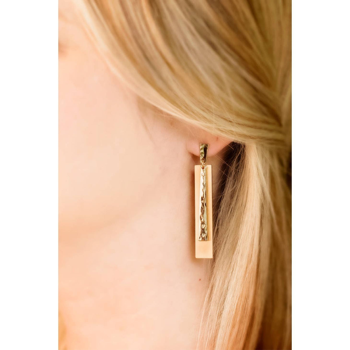 Double Rectangle Earrings - Gold
