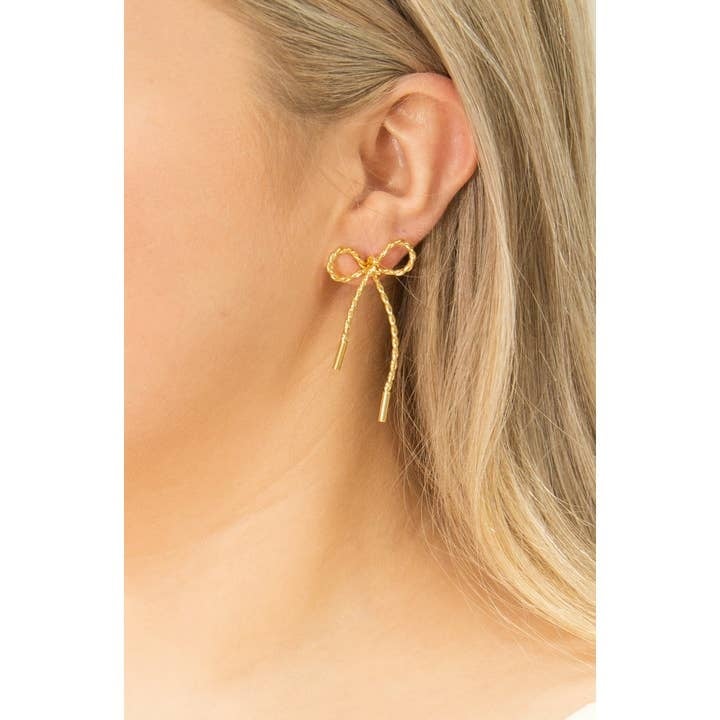 Bow Earrings, Gold
