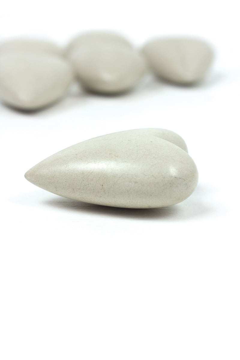 White Hand-Carved Stone Hearts — alternate view 2