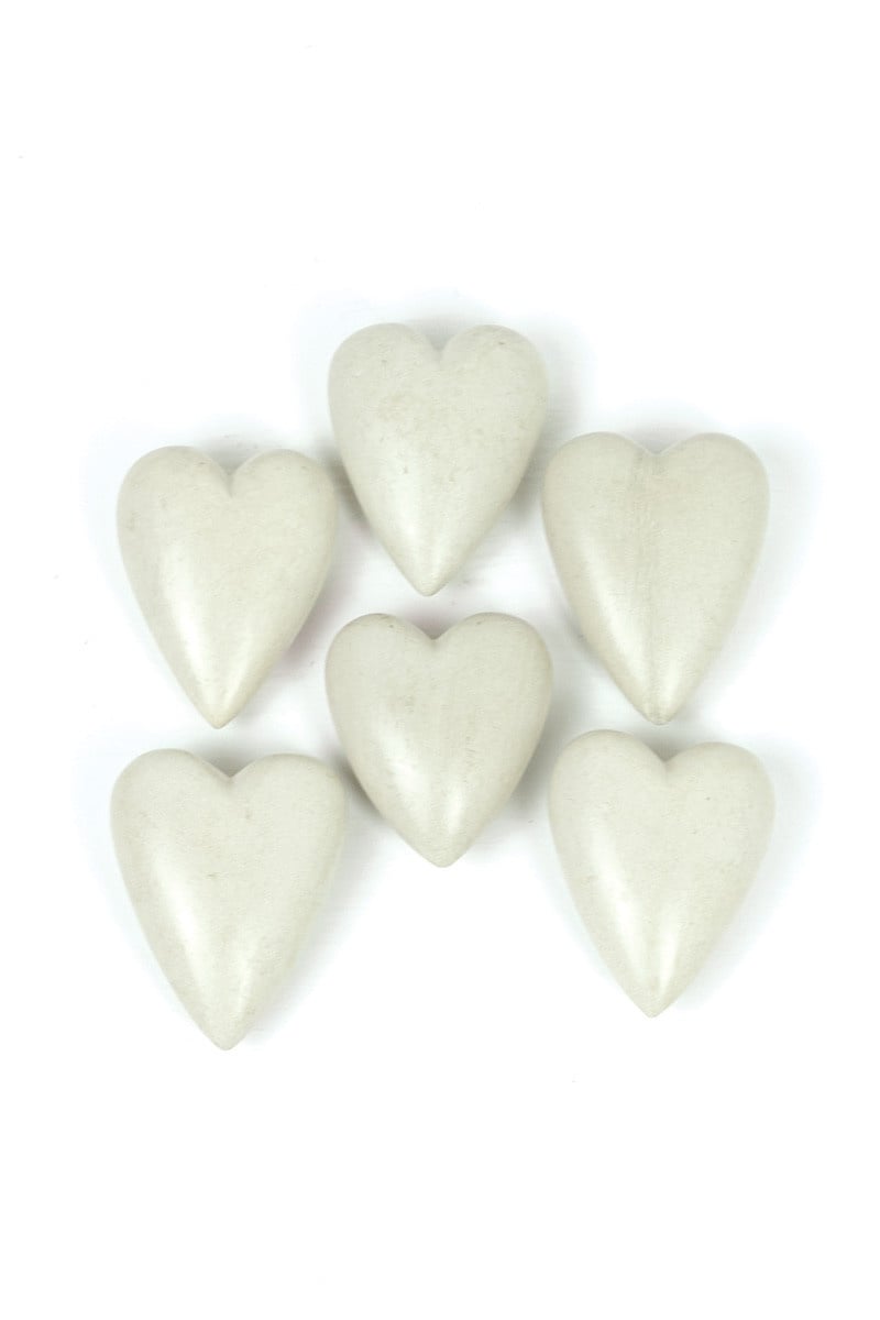 White Hand-Carved Stone Hearts — alternate view 3