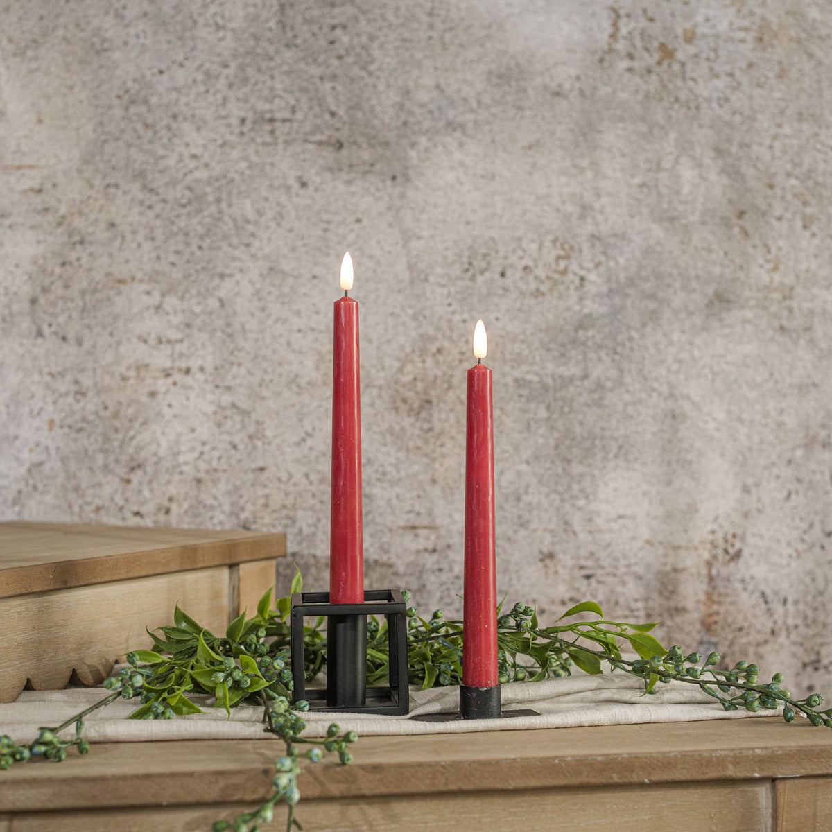 Red 3D Flame Drop Taper Candle