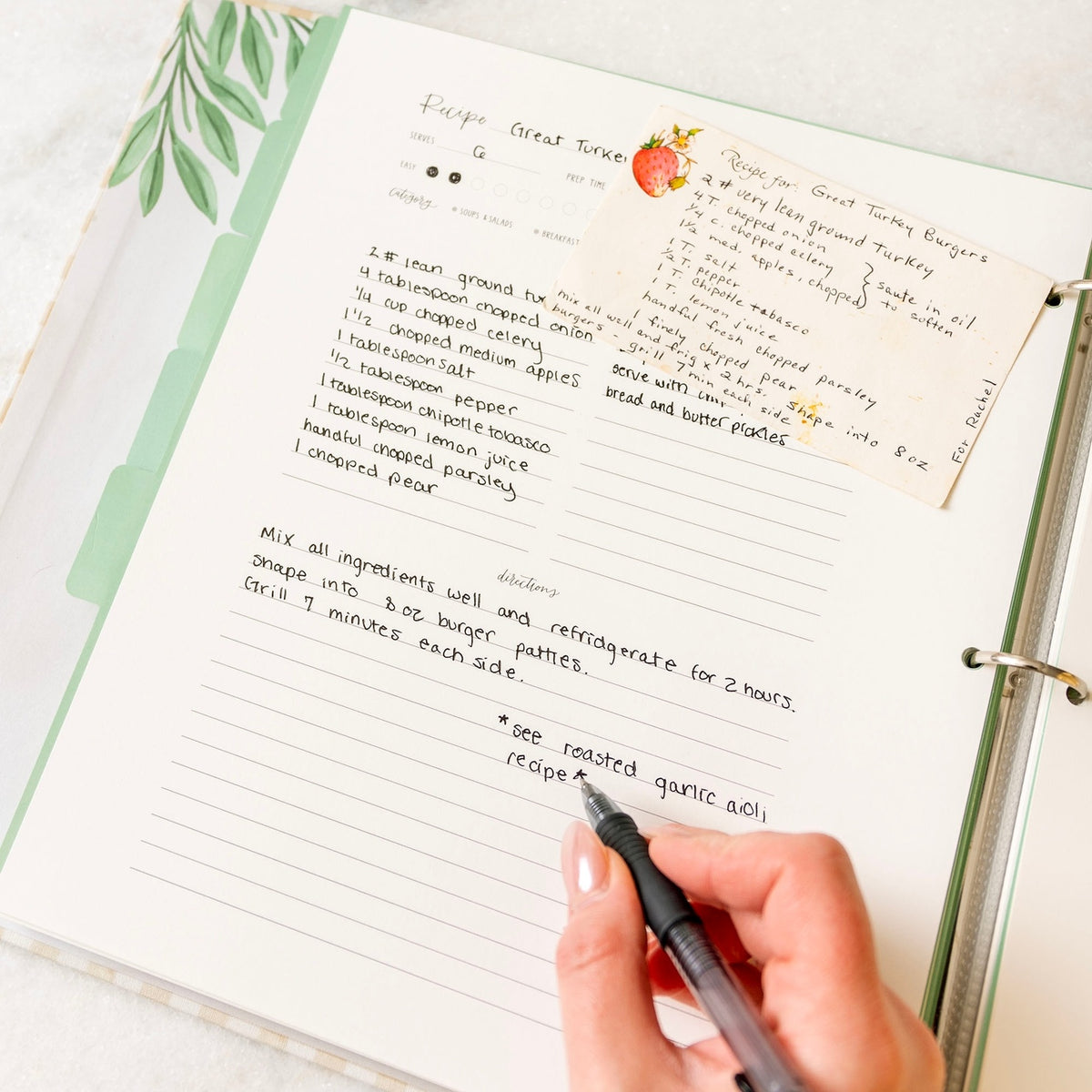 Beige Gingham Large Recipe Binder — alternate view 5
