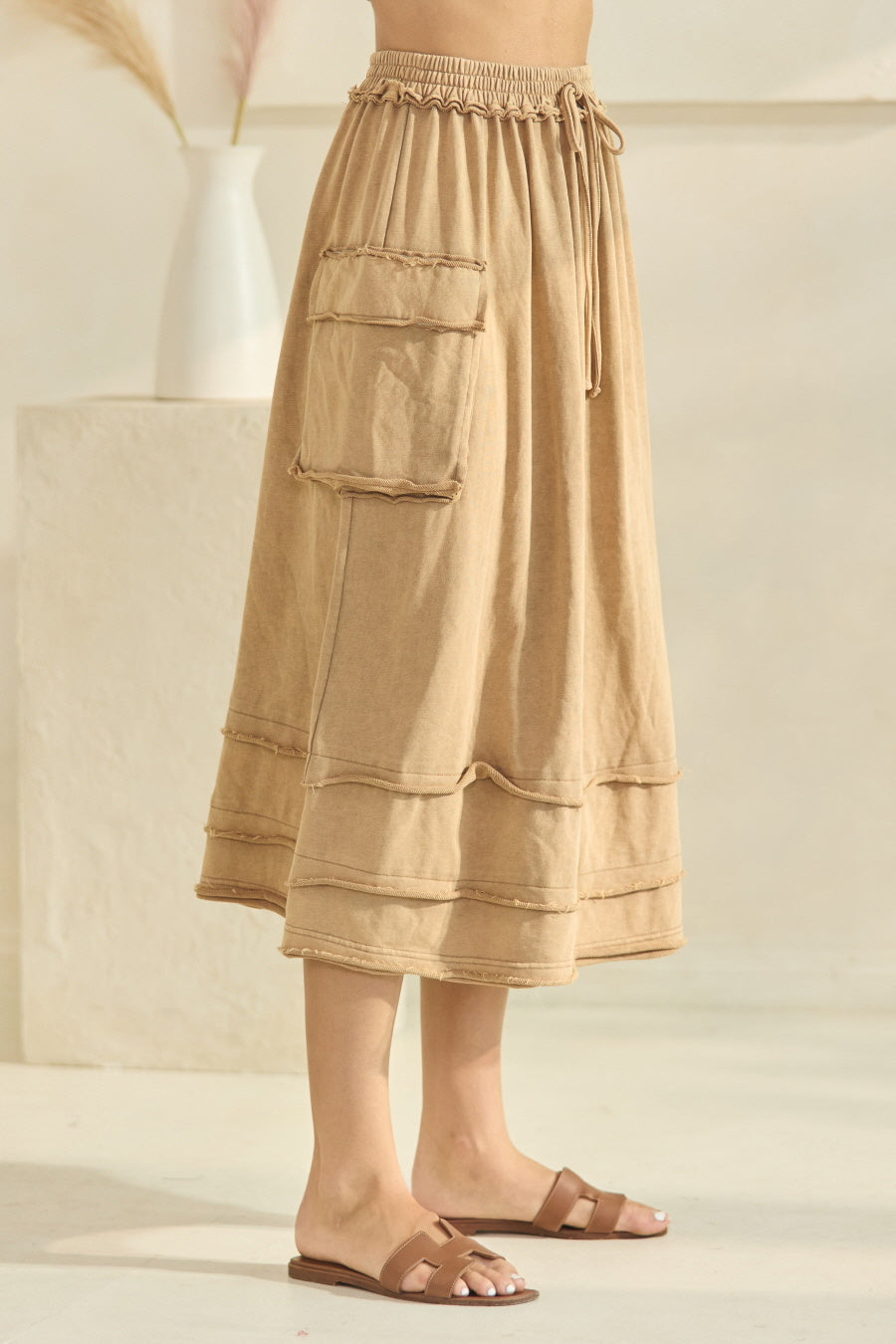Acid Washed French Terry Skirt Washed Taupe — alternate view 2