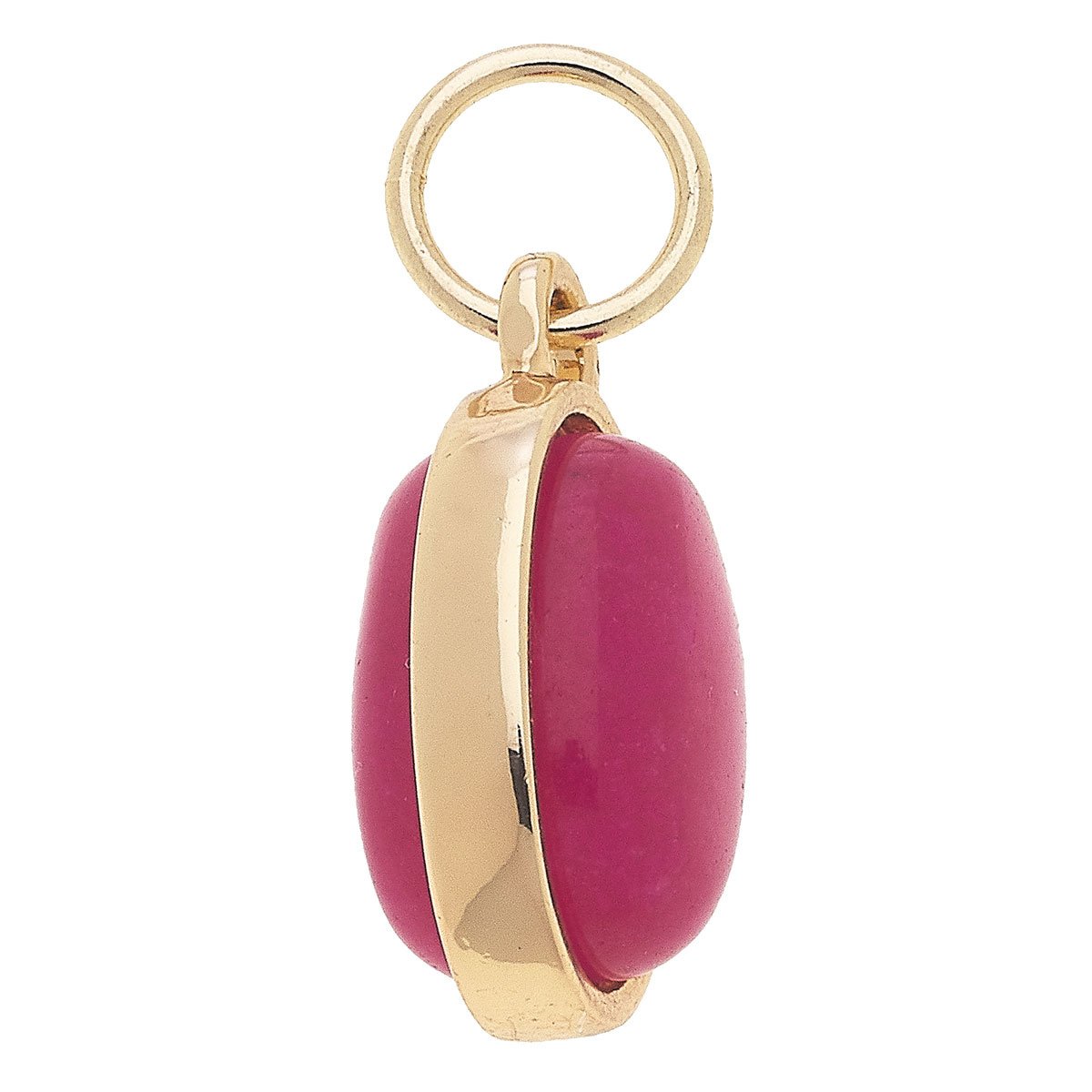Charm in Shiny Gold Fuchsia Dyed Jade Gemstone