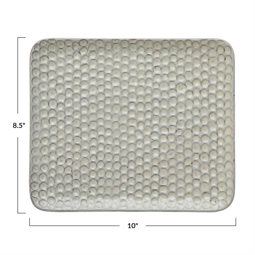 Debossed Stoneware Platter, Reactive Glaze, Grey (Each Varies) — alternate view 3