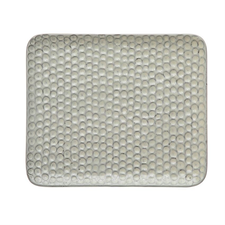 Debossed Stoneware Platter, Reactive Glaze, Grey (Each Varies) — alternate view 2