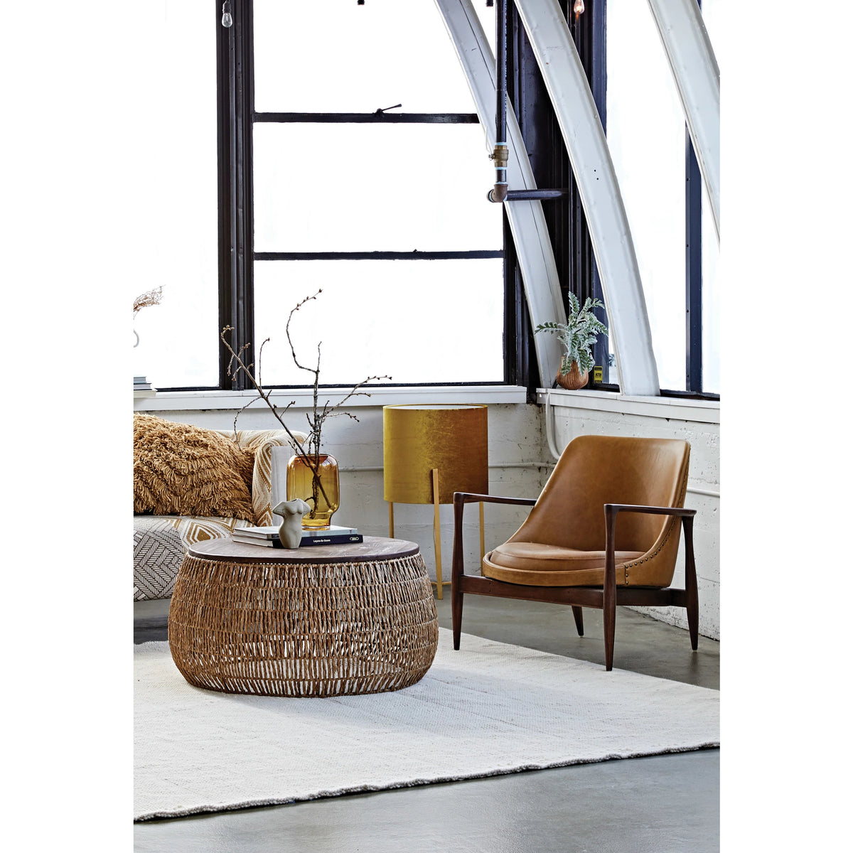 Hand-Woven Bankuan Side Table with Pine Top — alternate view 4