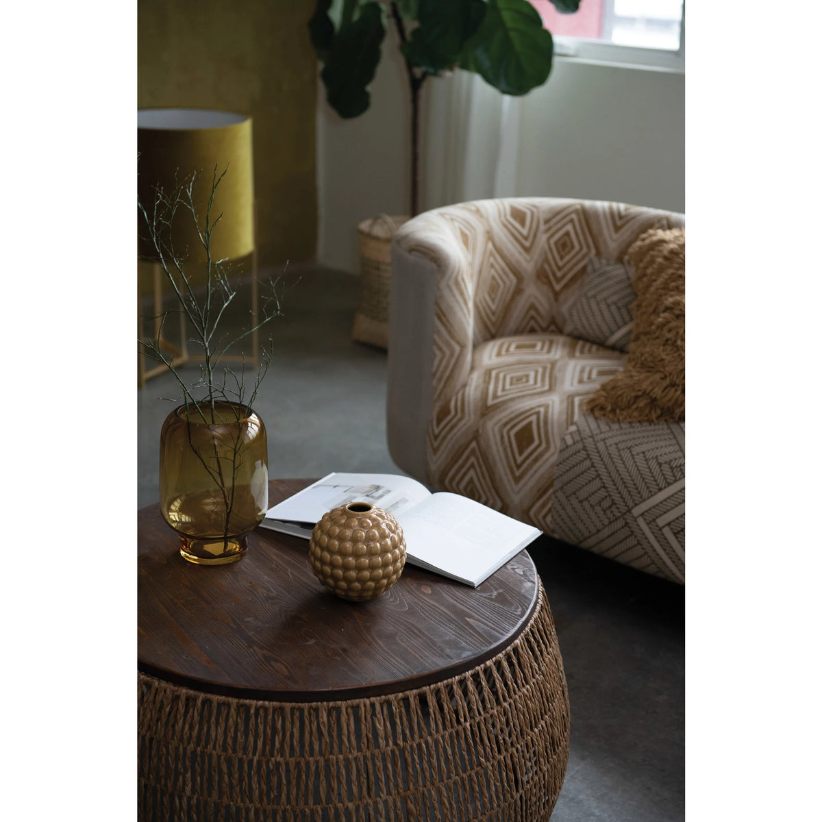 Hand-Woven Bankuan Side Table with Pine Top — alternate view 5