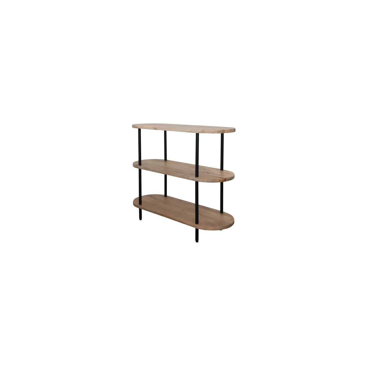 Oval Mango Wood and Metal 3-Tier Shelf — alternate view 2