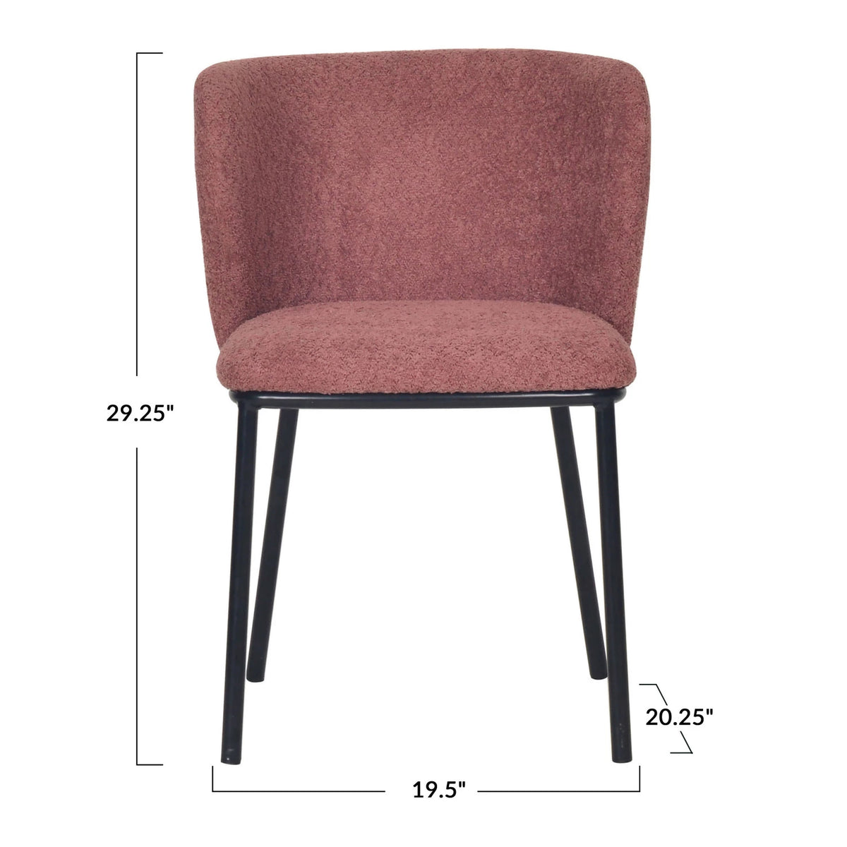 Fabric Upholstered Chair w/ Black Metal Legs, Mulberry Color — alternate view 5