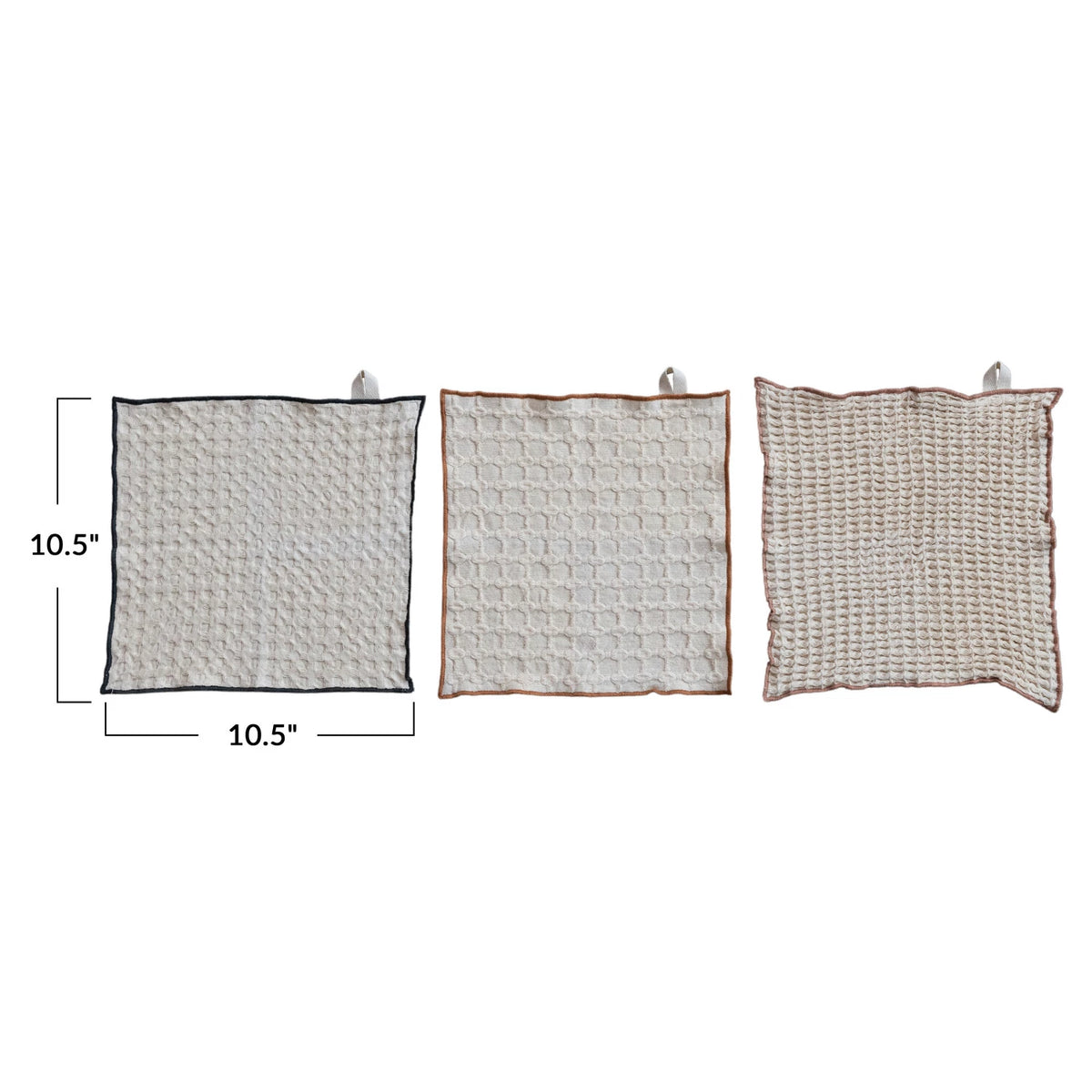 Waffle Weave Dish Cloths With Colored Edge, Set of 3 — alternate view 3