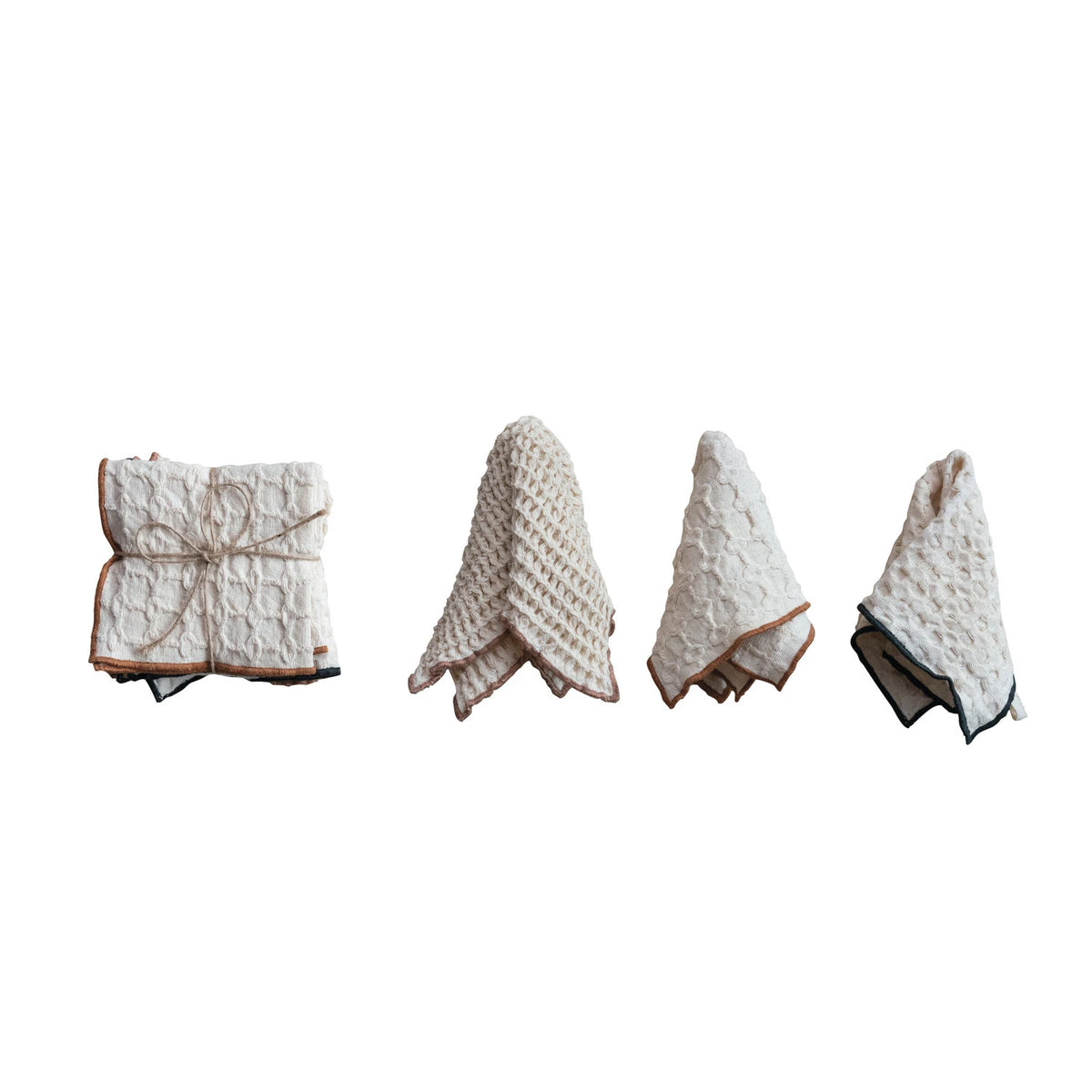 Waffle Weave Dish Cloths With Colored Edge, Set of 3 — alternate view 2