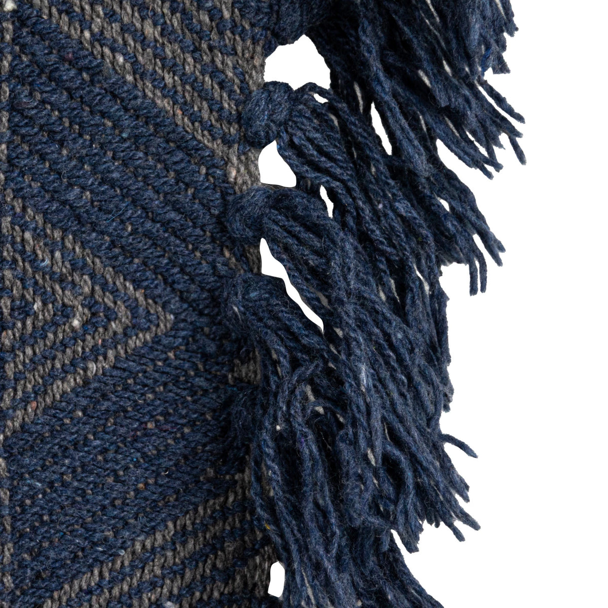 Woven Cotton Blend Throw With Fringe, Blue — alternate view 3