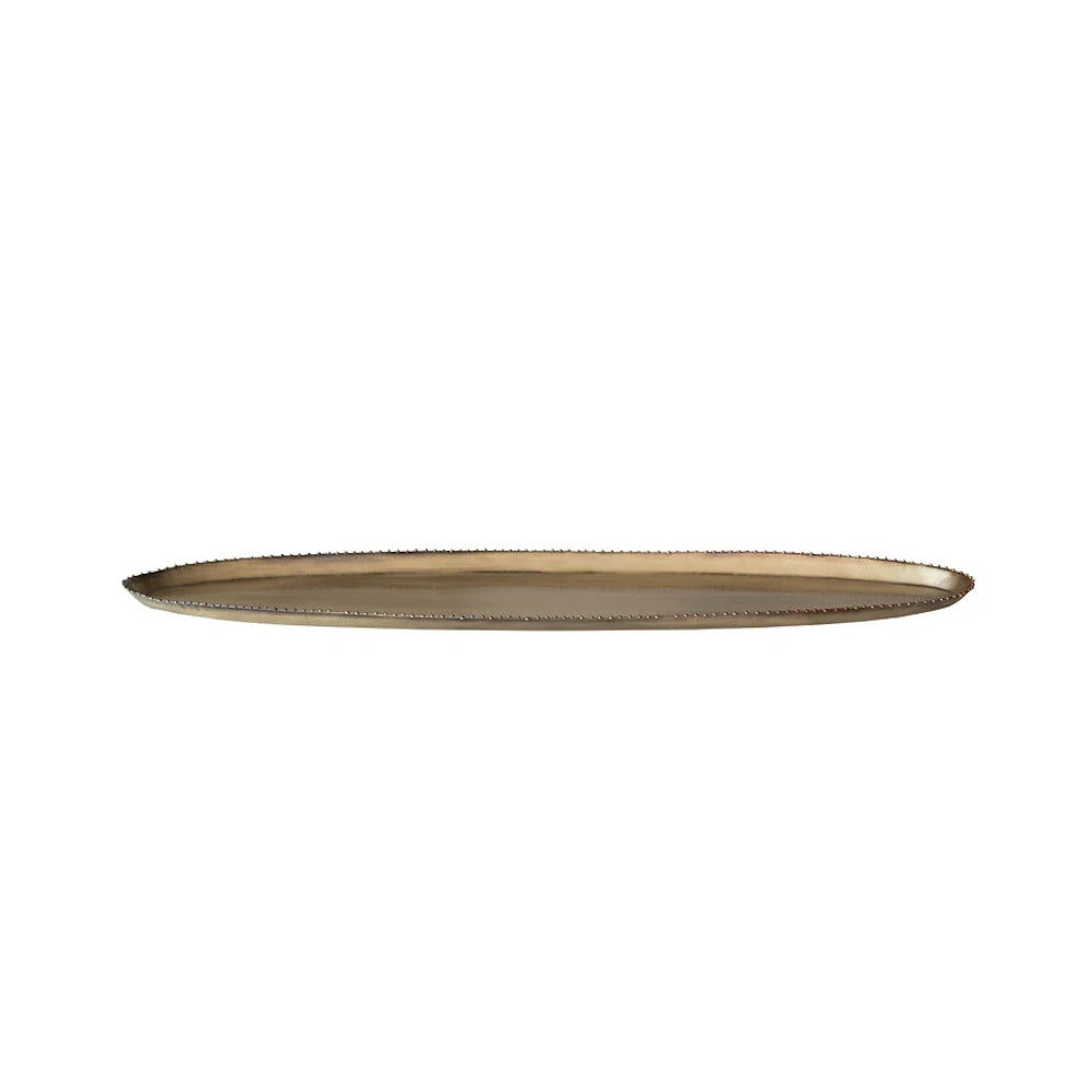 Antique Brass Finish Oval Metal Tray