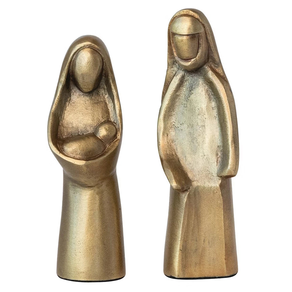 Antique Gold Finish Cast Aluminum Holy Family
