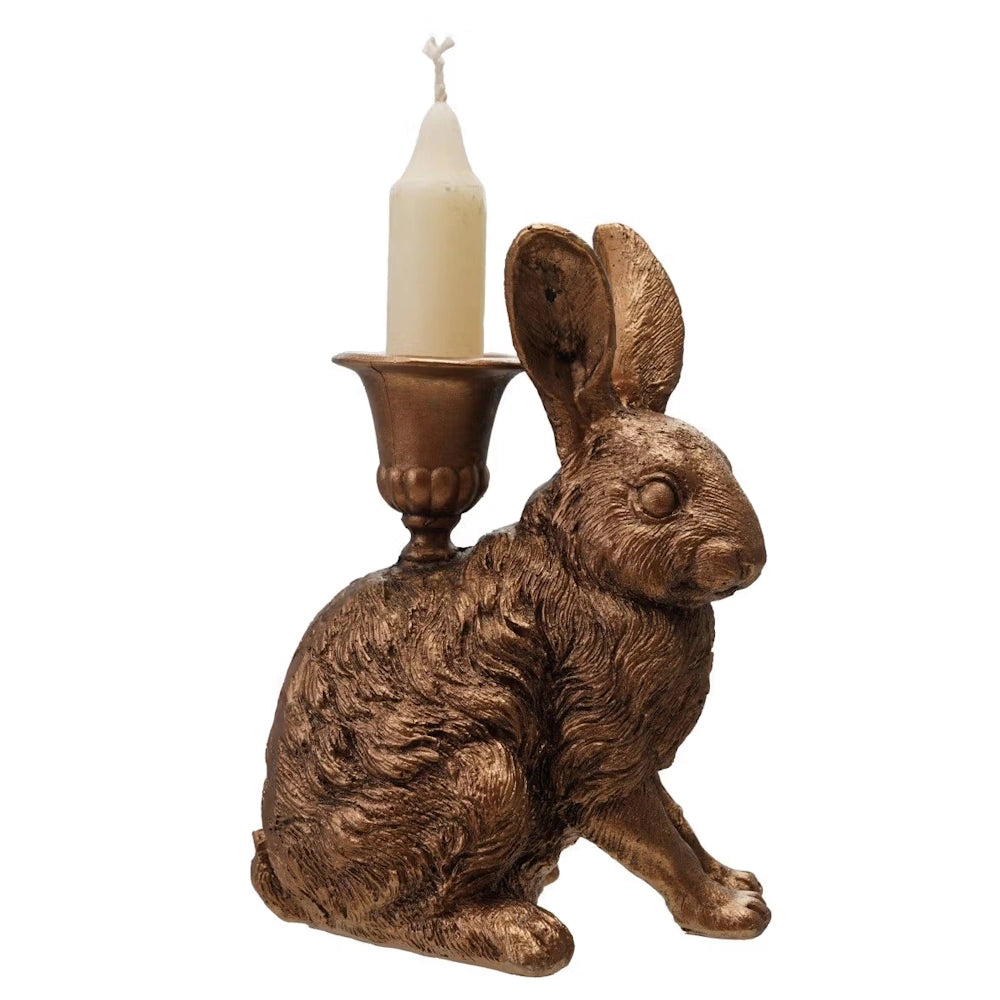 Antique Gold Finish Resin Rabbit Taper Holder — alternate view 3