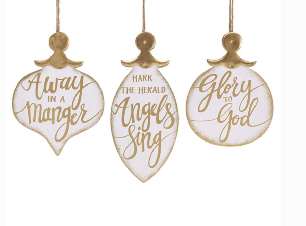 White/Gold Christmas Ornament Set