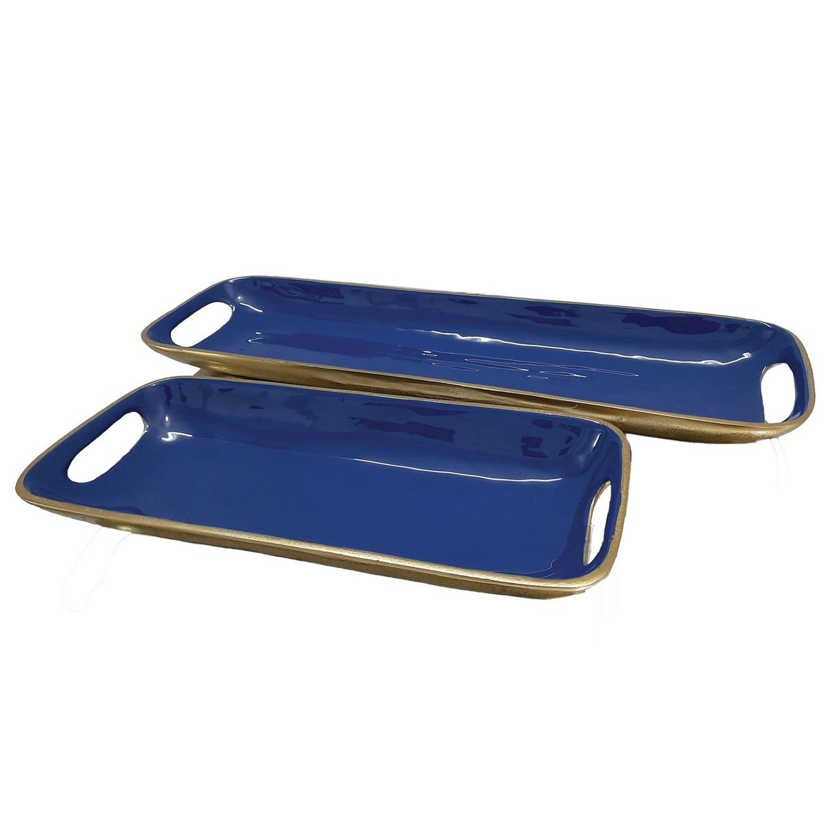 Large Rectangular Brass Tray, Navy — alternate view 2