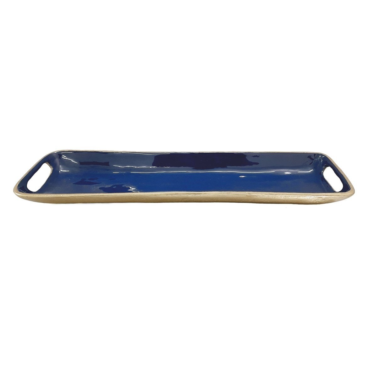 Large Rectangular Brass Tray, Navy — alternate view 3