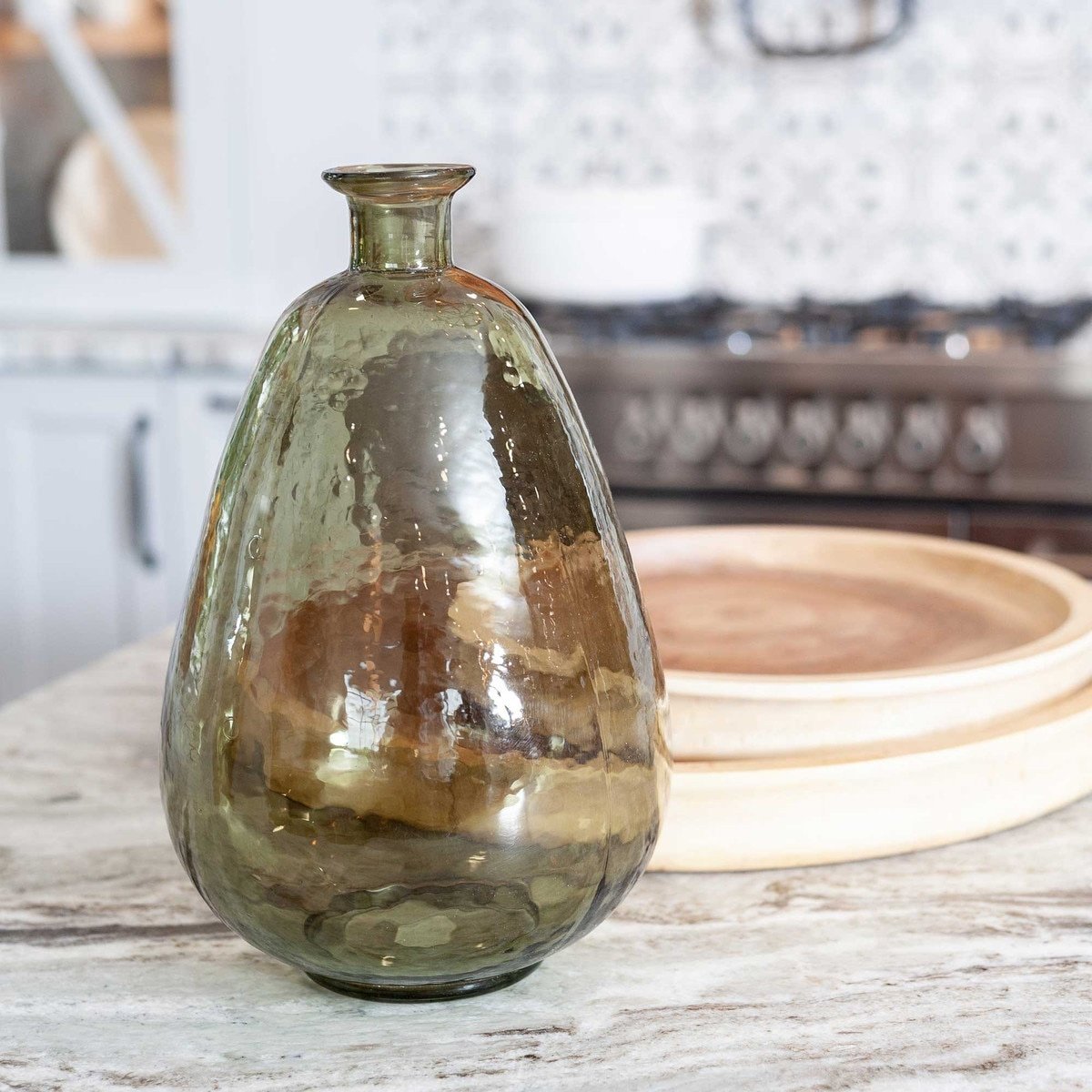 Aster Hammered Glass Vase, Green — alternate view 2