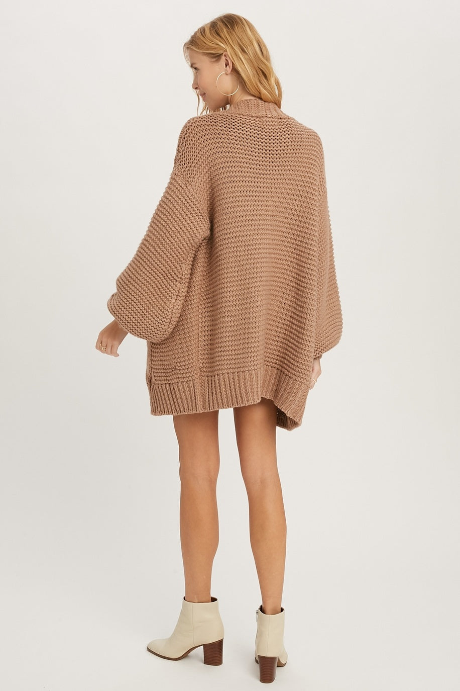 Chunky Cable Lantern Sleeve Cardigan — alternate view 10