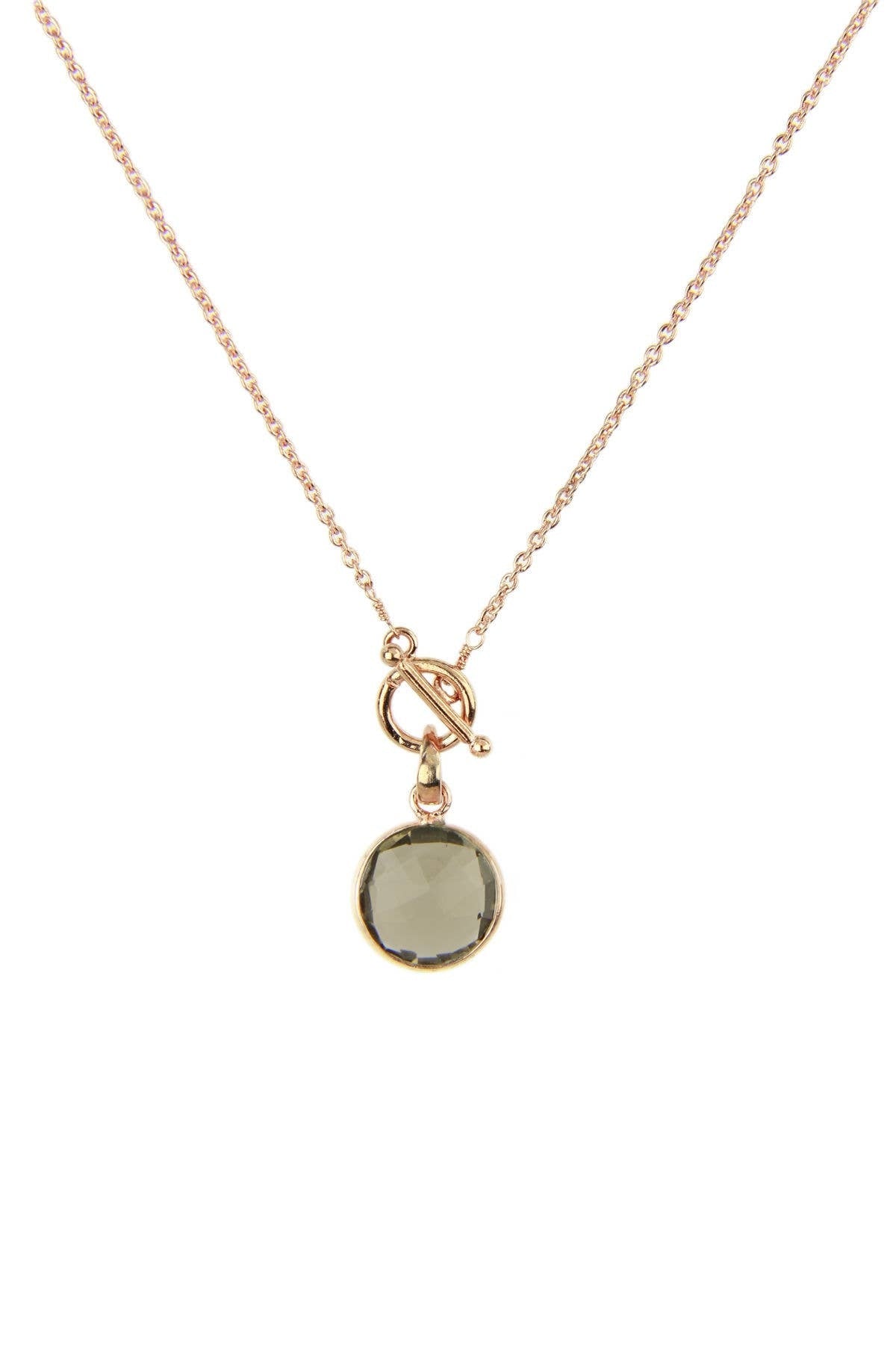 Round Gemstone Pendant Necklace Grey — alternate view 3