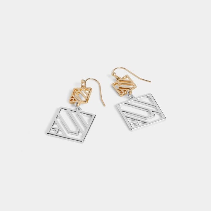 Dangling Geometric Squares Earrings