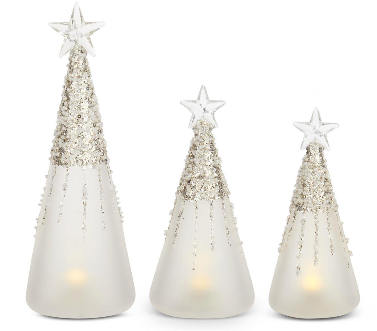 Frosted & Beaded Glass LED Tree- Small