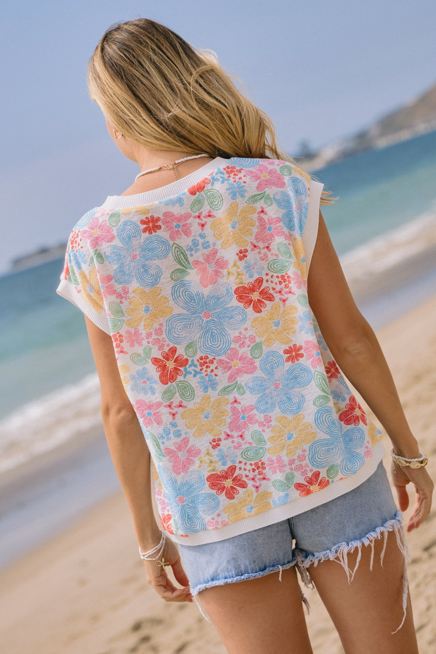 Floral Printed Knitted Jersey Vest — alternate view 4