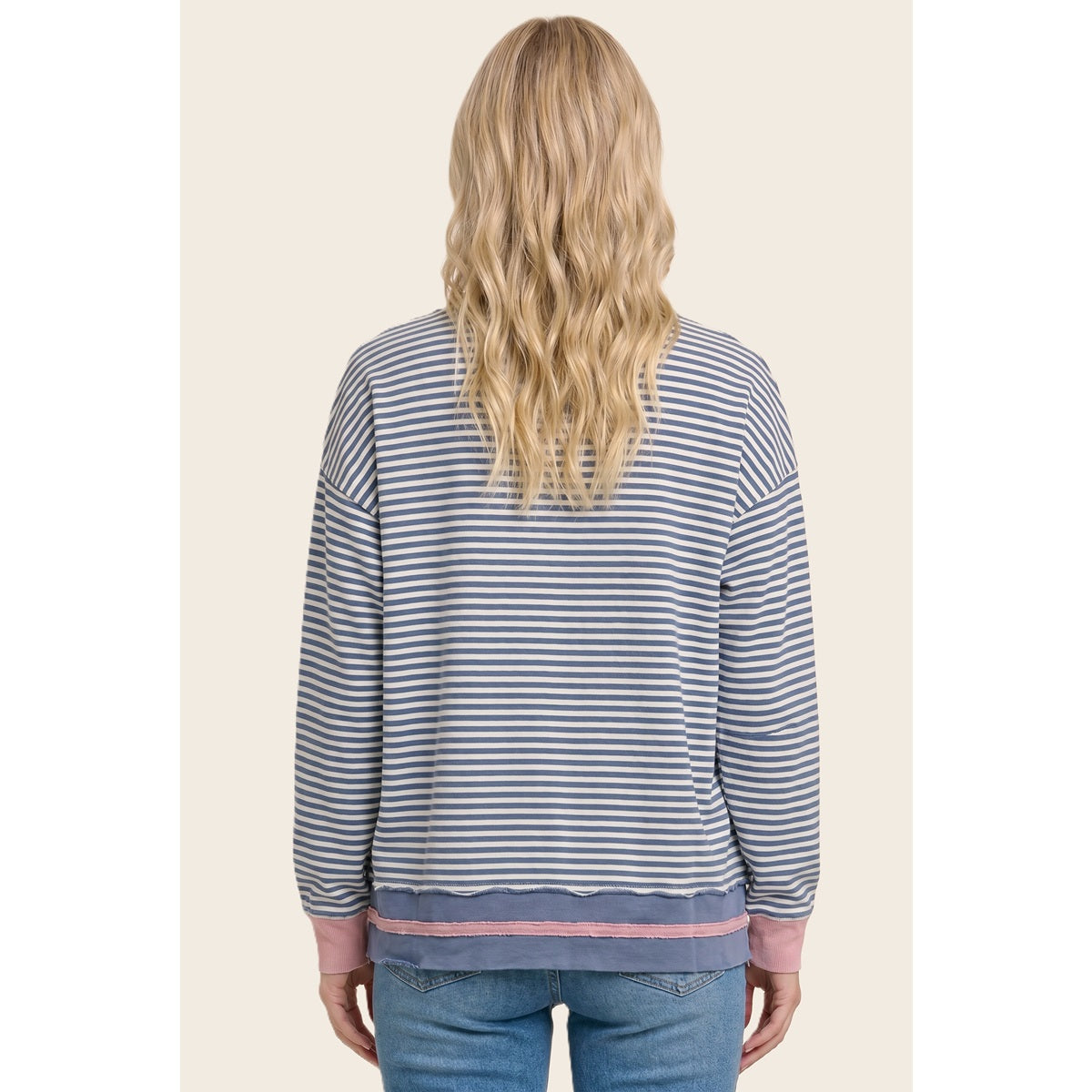Color Contrasted Stripe Sweatshirt — alternate view 3