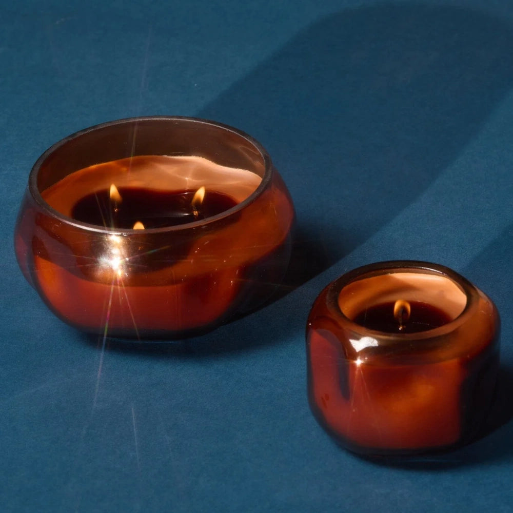 Basalt Amber Tinted Glass Candle - Sienna Sunset