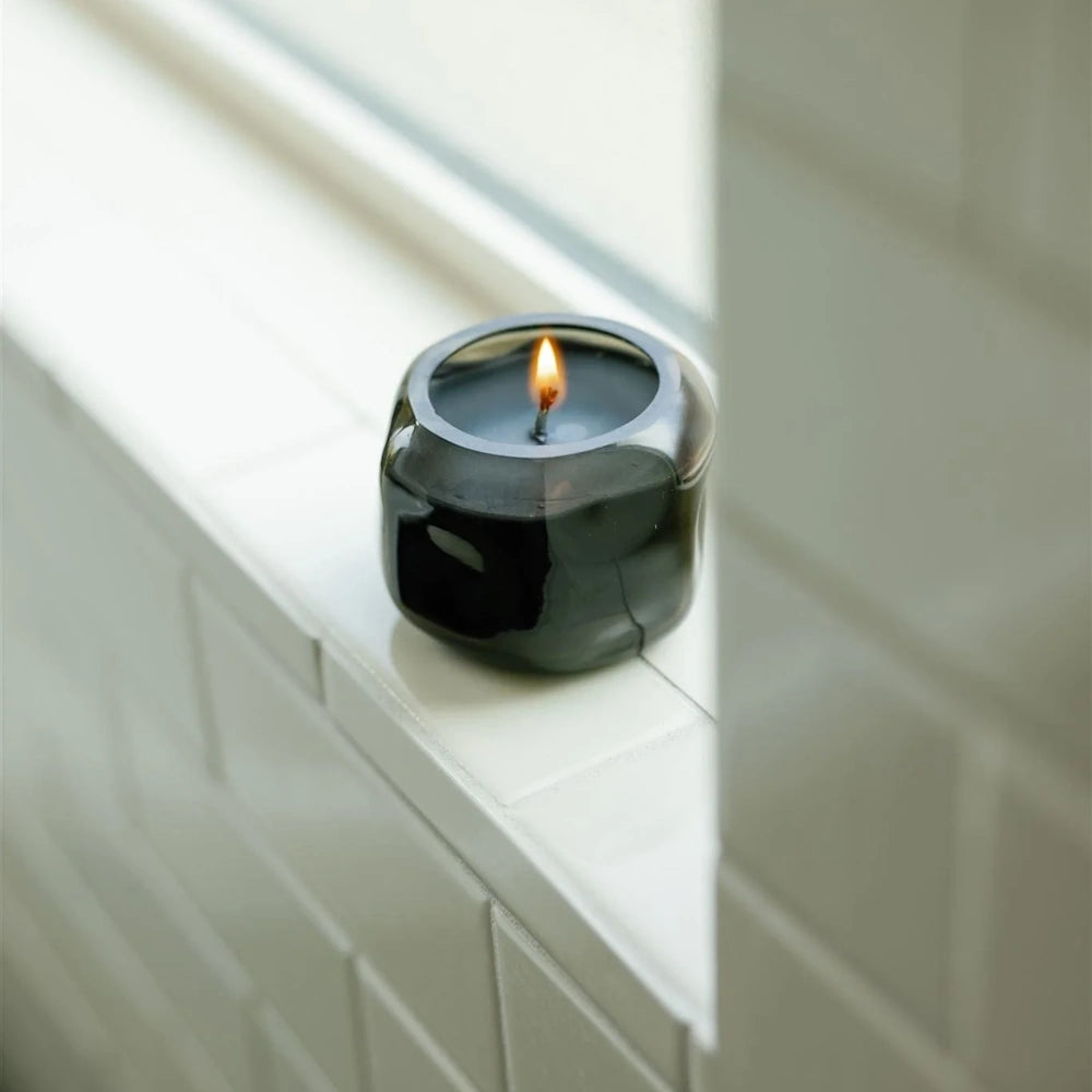 Basalt Black Tinted Glass Candle - Palo Santo Suede — alternate view 3