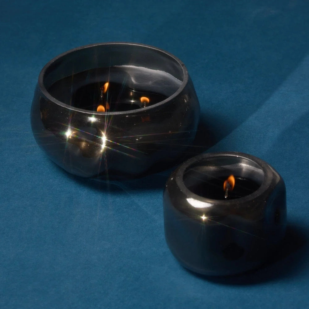 Basalt Black Tinted Glass Candle - Palo Santo Suede