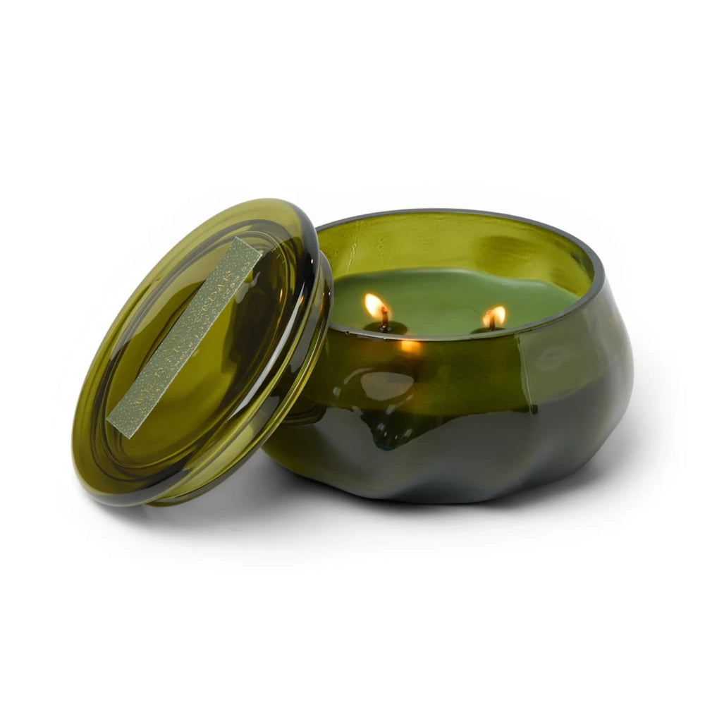 Basalt Green Tinted Glass Candle - Wild Fig & Cedar — alternate view 4