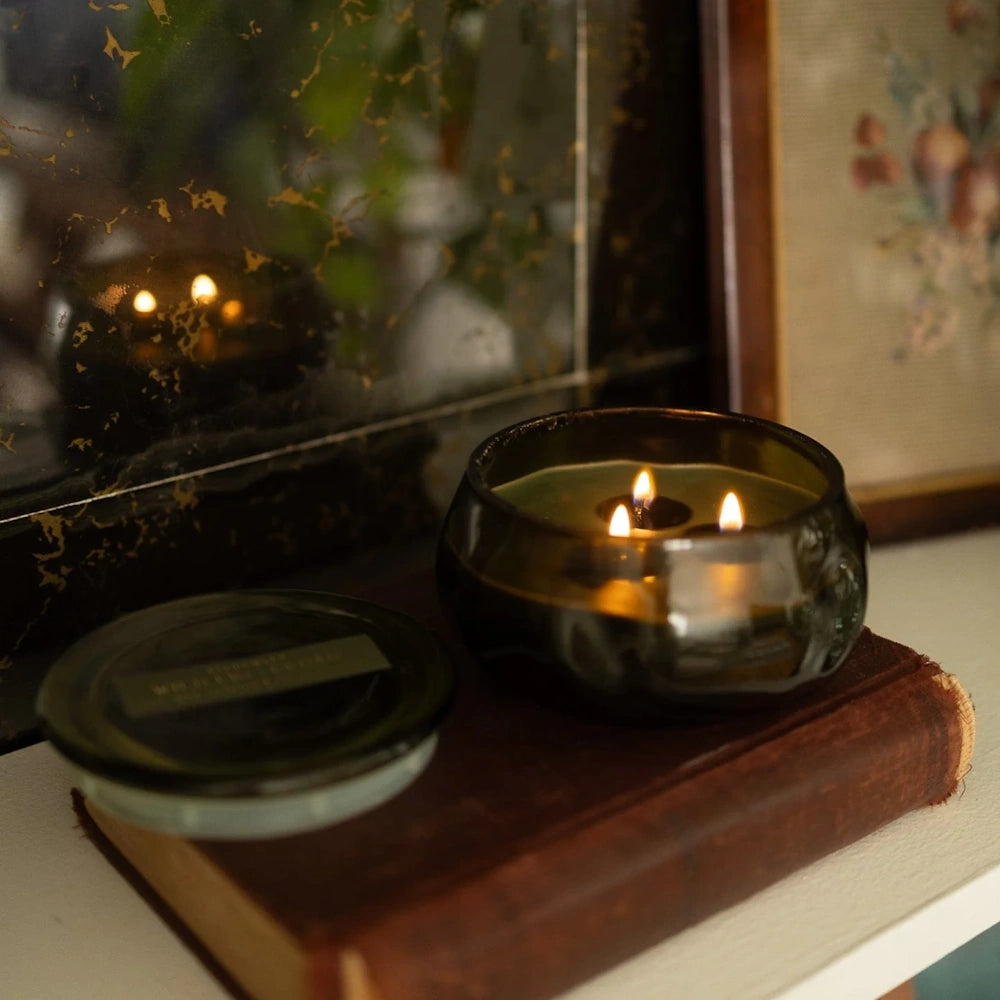 Basalt Green Tinted Glass Candle - Wild Fig & Cedar — alternate view 5