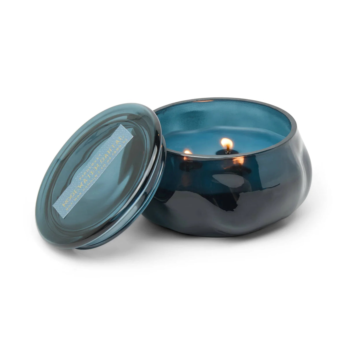 Basalt Navy Tinted Glass Candle - Rosewater Santal — alternate view 4